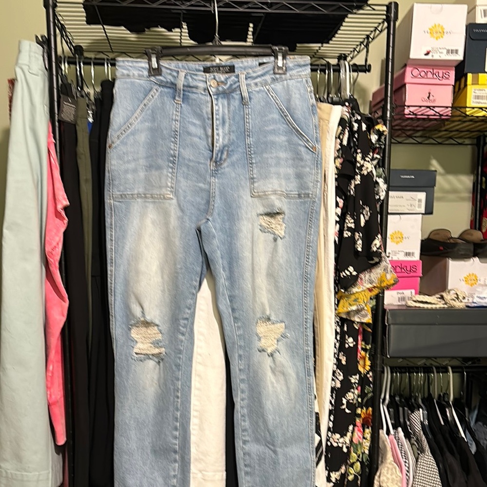 Judy Blue Boyfriend Jeans Blue Distressed Relaxed Fit